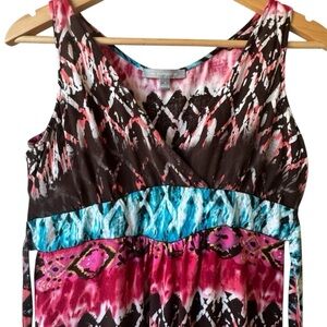 Maxi Dress. Sleeveless, Empire Waist, with beautiful colors. Size Small.